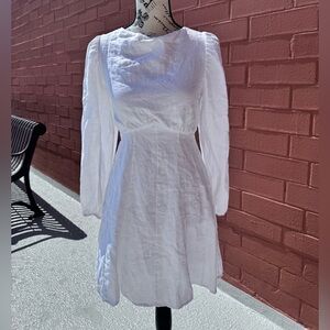 DISSH Linen Backless Midi Dress In White Size 8 in EUC